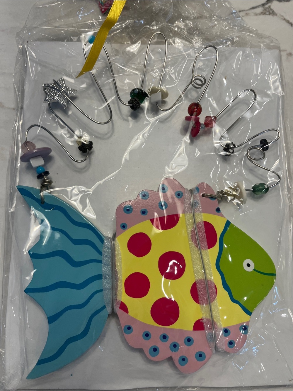 Hannabell’s Wooden Colourful Polka Dot Fish decoration - Yellow Pink Blue Green